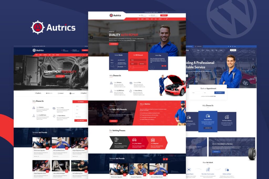 Autrics | Tema WordPress para Oficinas, Mecânico de Automóveis